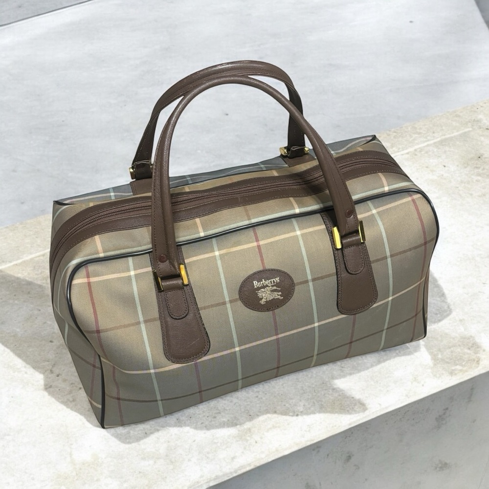 1988’ Vintage Burberry's Check Canvas Travel Boston Bag